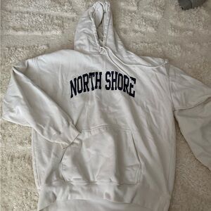 White Hoodie with North Shore Print Brandy Melville